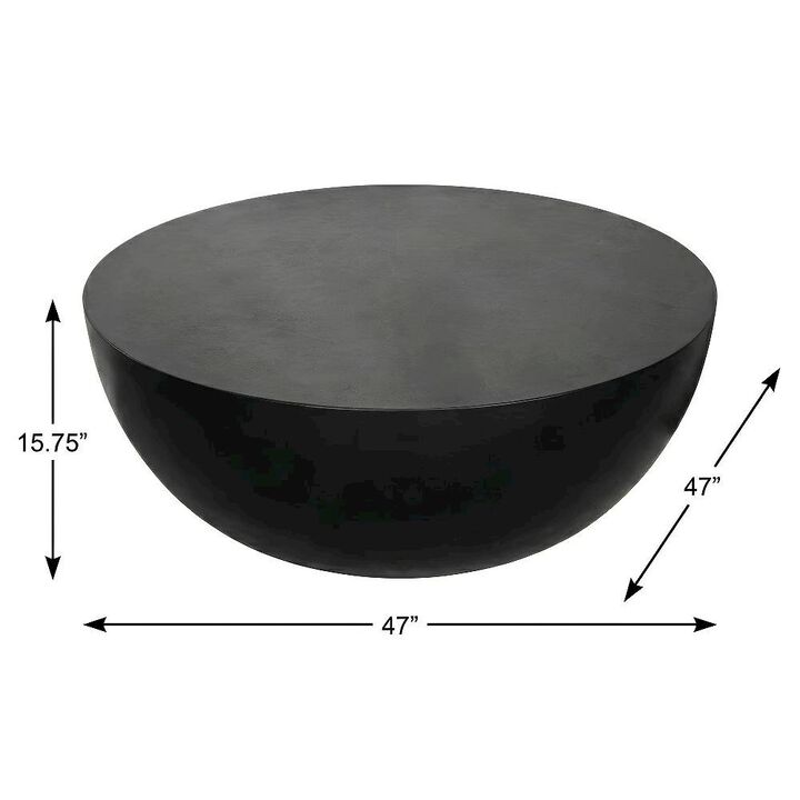 Starlight Canyon Home Black Concrete Coffee Table with Fibre Reinforced Cement Top, Contemporary Style