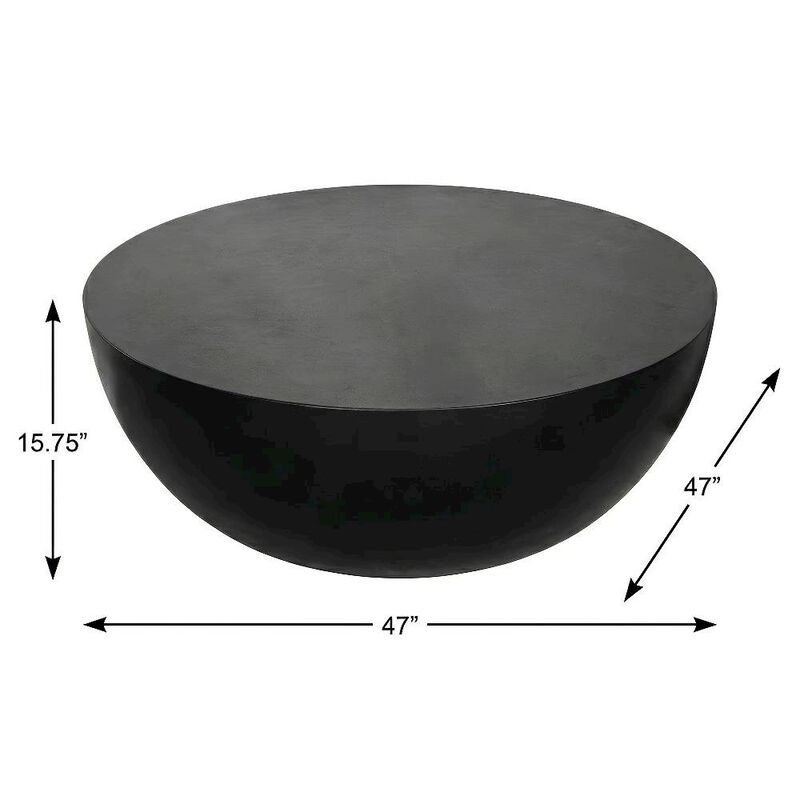 Starlight Canyon Home Black Concrete Coffee Table with Fibre Reinforced Cement Top, Contemporary Style image number 1