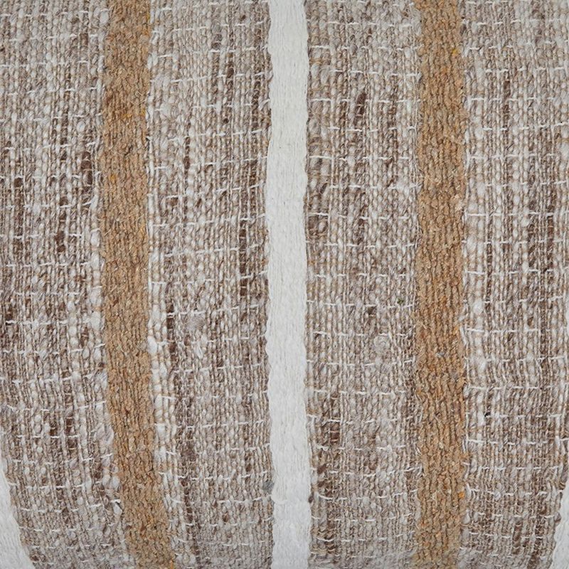 Ishy 14 x 22 Lumbar Accent Pillow Set of 4, Stripe Design, Brown White - Benzara