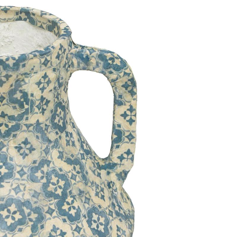 Cotton Mache Vase in Lisbon Tile