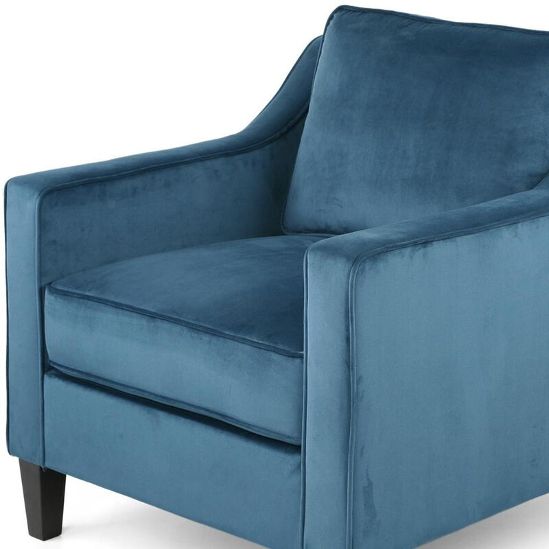 HomeRoots 31" Blue And Black Velvet And Wood Club Chair image number 4