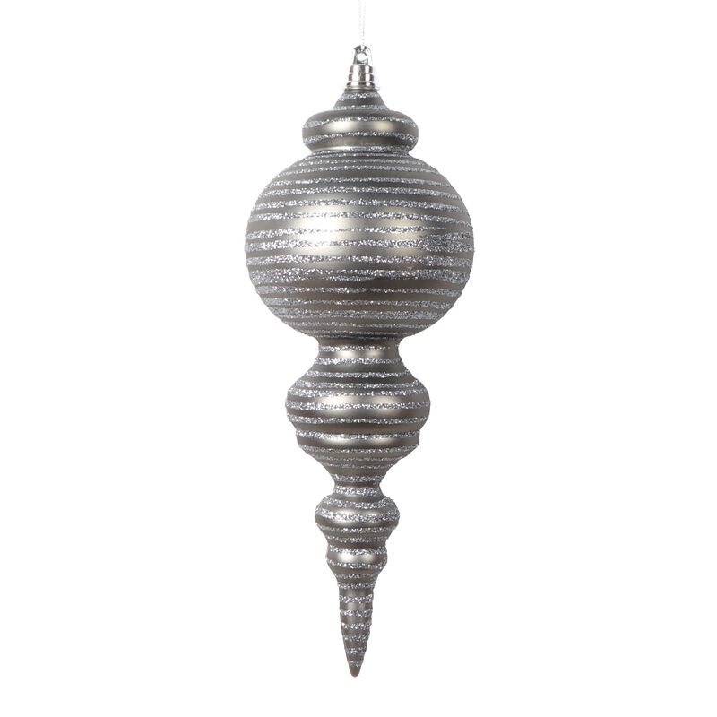 Vickerman 10" Matte Pewter Finial Ornament, 2 per Bag. image number 0