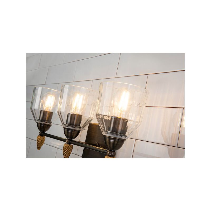 Lucas McKearn Felice 3 Light Vanity Light In Dark Bronze With Gold Accents