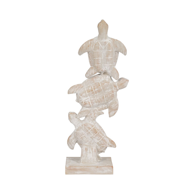 16" Stacked Turtles, White image number 3