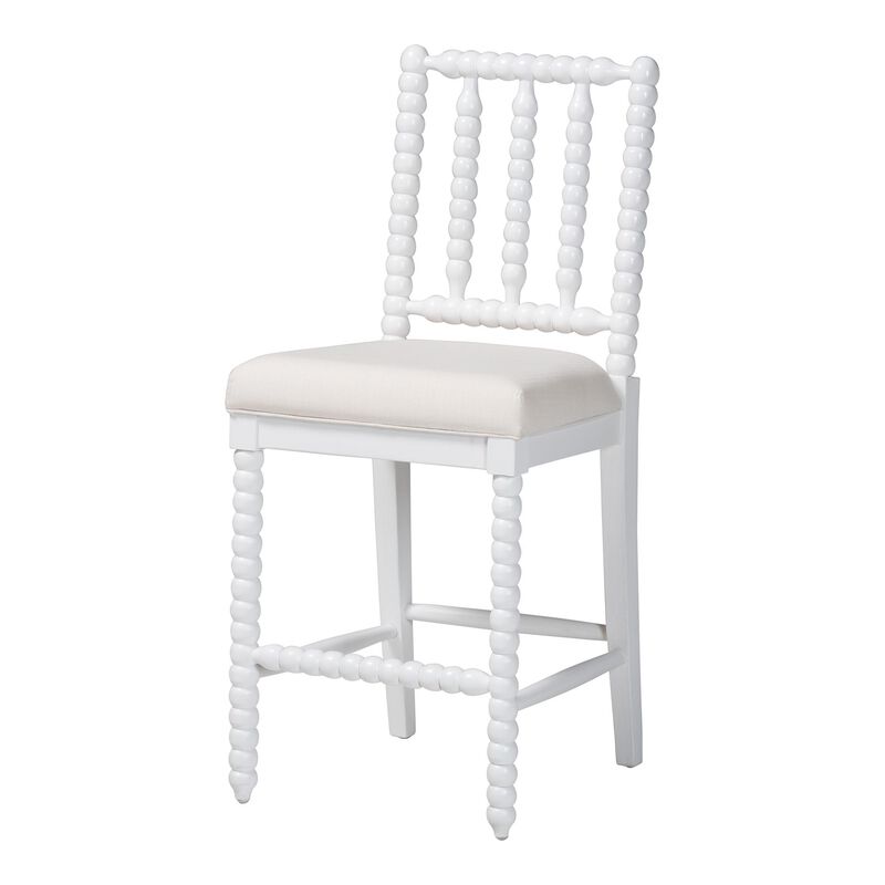 bali & pari Deya Bobbin Counter Stool - Sculptural Wood Kitchen Seating with Upholstered Seat and Spindle Back image number 0