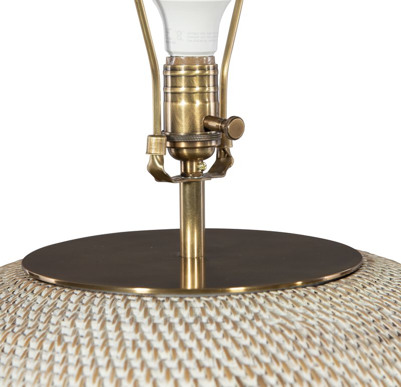 Kazan Large Plaster White Rattan Table Lamp image number 3