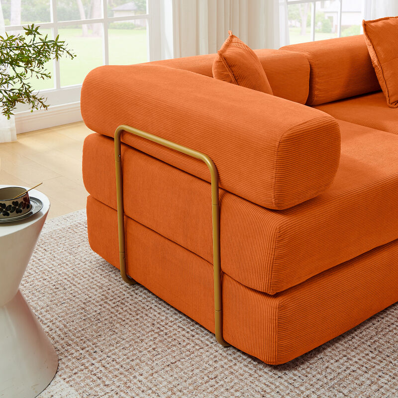 Merax Convertible Modular Corduroy Sectional Sofa Bed image number 3