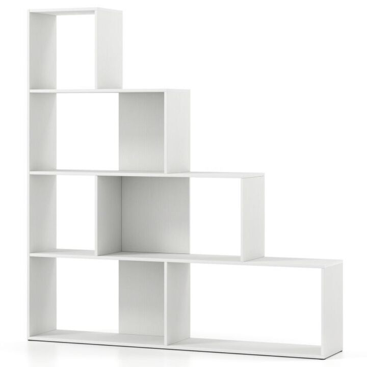 4-Tier Stair-Step Bookshelf with 6 Open Storage Cubes &ndash; Modern Display Rack for Home or Office