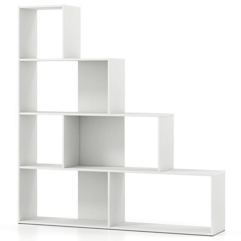 4-Tier Stair-Step Bookshelf with 6 Open Storage Cubes &ndash; Modern Display Rack for Home or Office