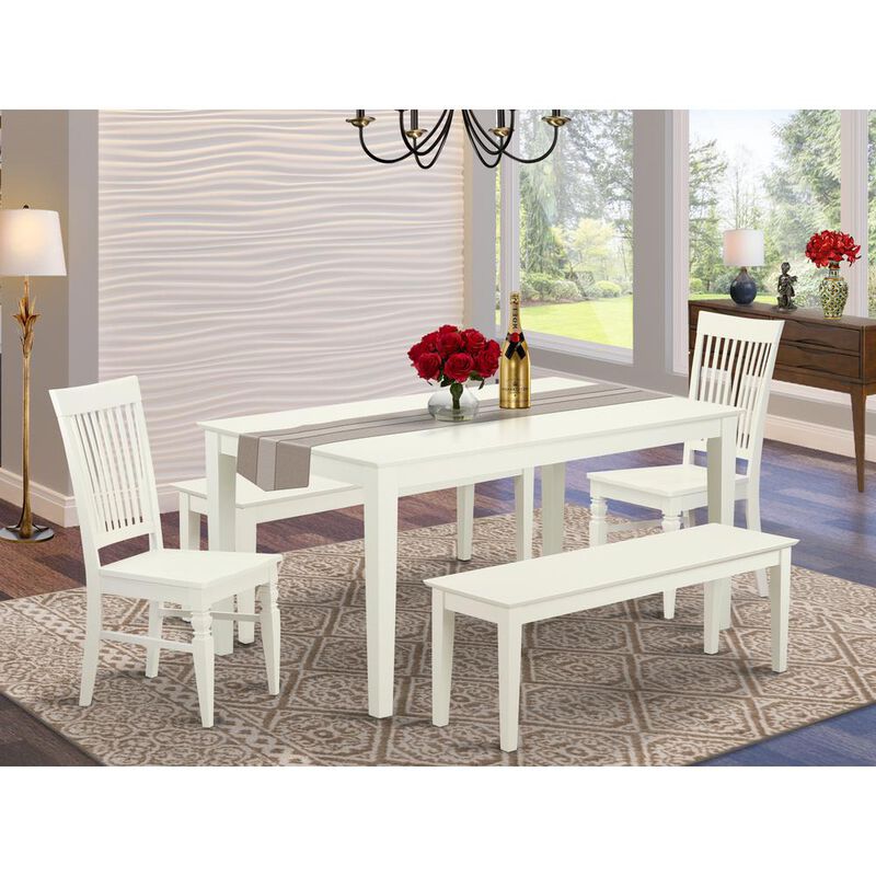 East West Furniture Dining Room Set Linen White, CANO5C-LWH-W