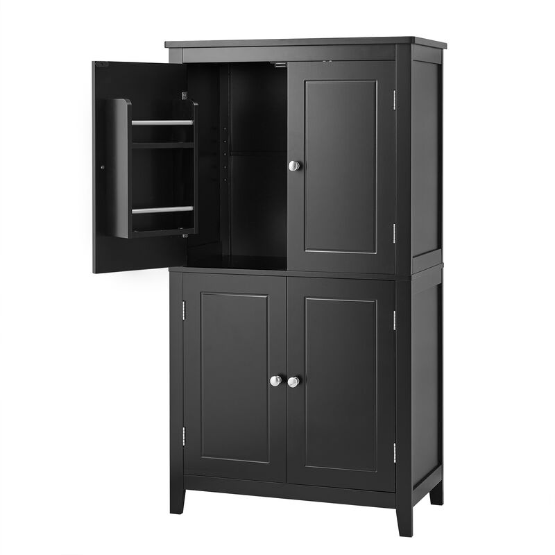 Whisen Elegant Bathroom Floor Storage Cabinet, Freestanding Cabinet with 4 Doors and Adjustable Shelf