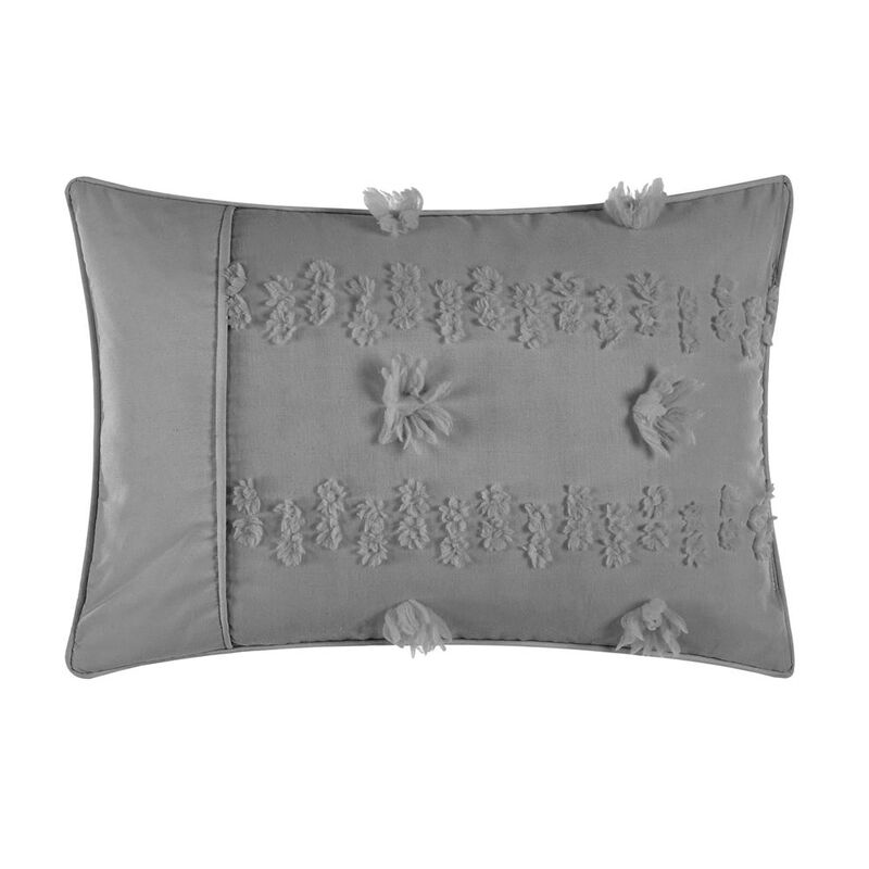 Chic Home Ahtisa Comforter Set Jacquard Floral Applique Design Bedding Grey, Queen
