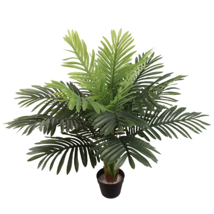 36" Fan Areca Palm Tree in Black Pot with 122 Silk Leaves, Lifelike Tropical Trees, Easy to Use, Clean and Set Up - Home & Office Décor