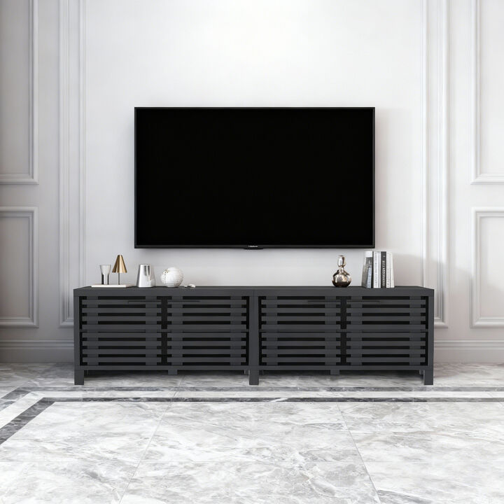 76" Modern Black Modular TV Stand,  Entertainment Center with Storage