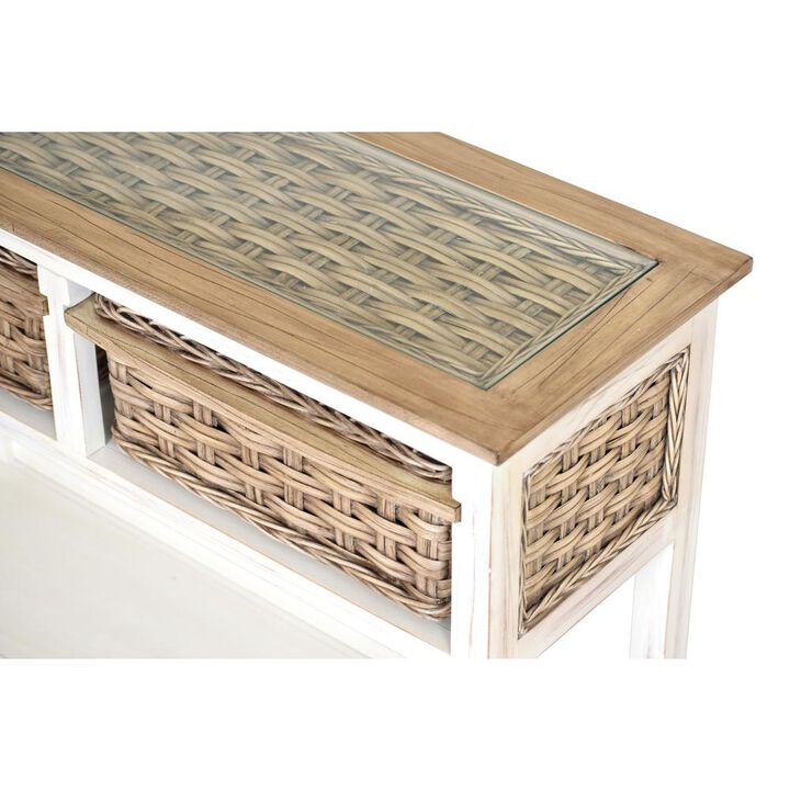 Sea Winds Coastal Furniture Island Breeze 2-Basket Console Table
