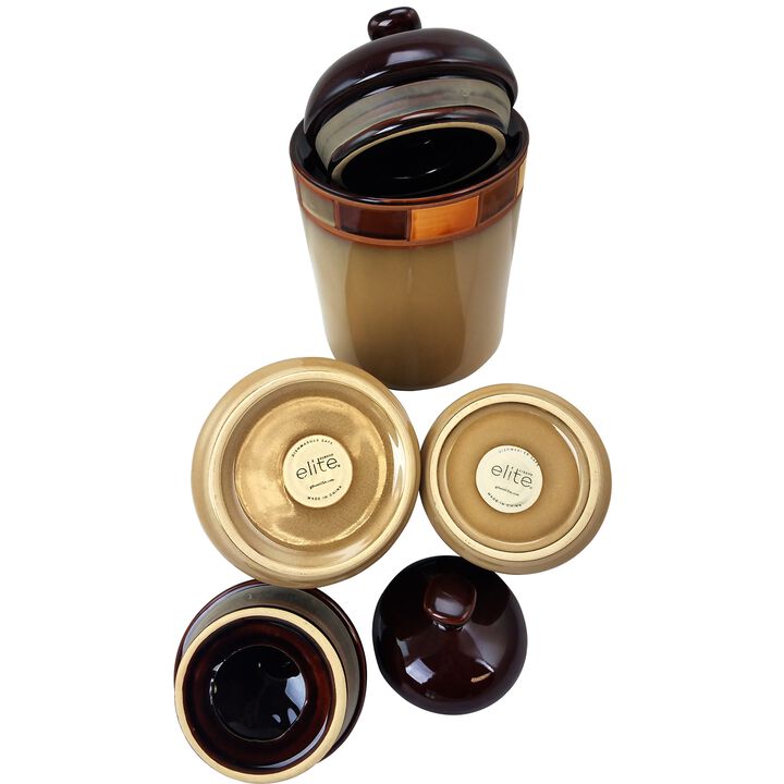 Casa Estebana 3 Piece Stoneware Storage Canister Container Jar Set