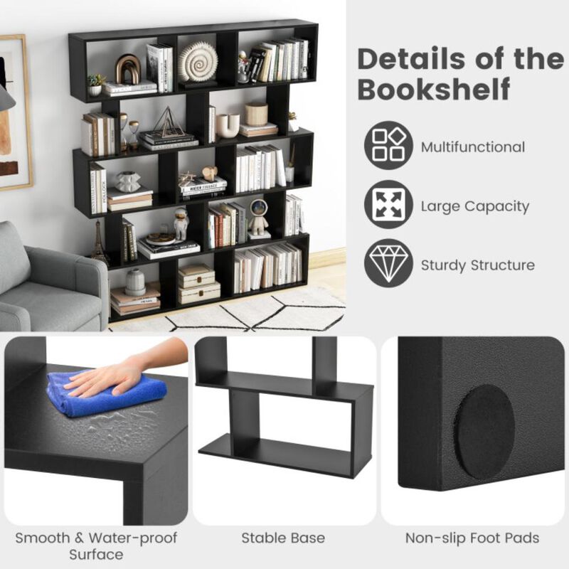 Hivvago 5-Tier Bookshelf with Anti-Toppling Device for Living Room Home Office