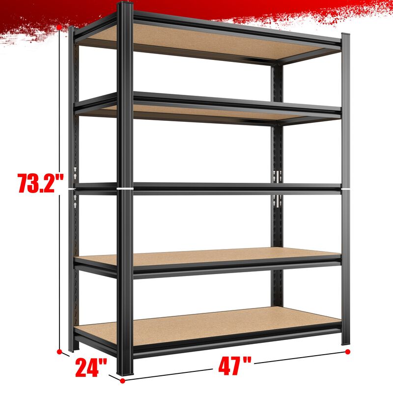 Clihome 5-Tier Metal Storage Rack,3000 lb Capacity Storage Rack,Adjustable Heavy Duty Rack