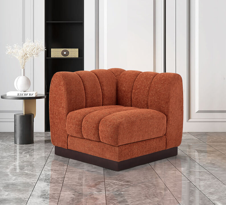 Meridian Furniture Quinn Cognac Chenille Fabric Corner Chair