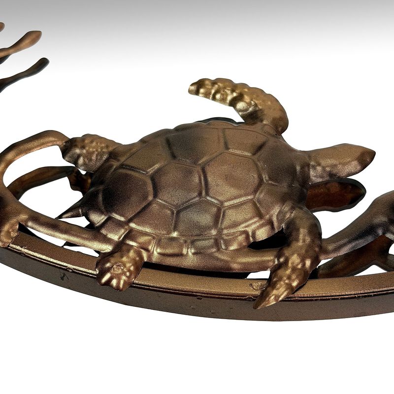 Wall Mounted Mirror Bronze Coastal Sea Turtle Coral 205 In Metal Glass image number 6