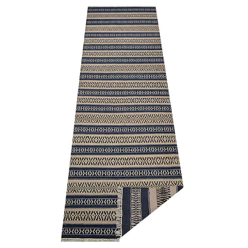 RUGSOTIC CARPETS HAND WOVEN FLAT WEAVE KILIM WOOL ECO-FRIENDLY AREA RUGS  - Runner Shape, Contemporary Modern Design, Low Pile Handmade Rugs for Living Room (D00114) image number 4