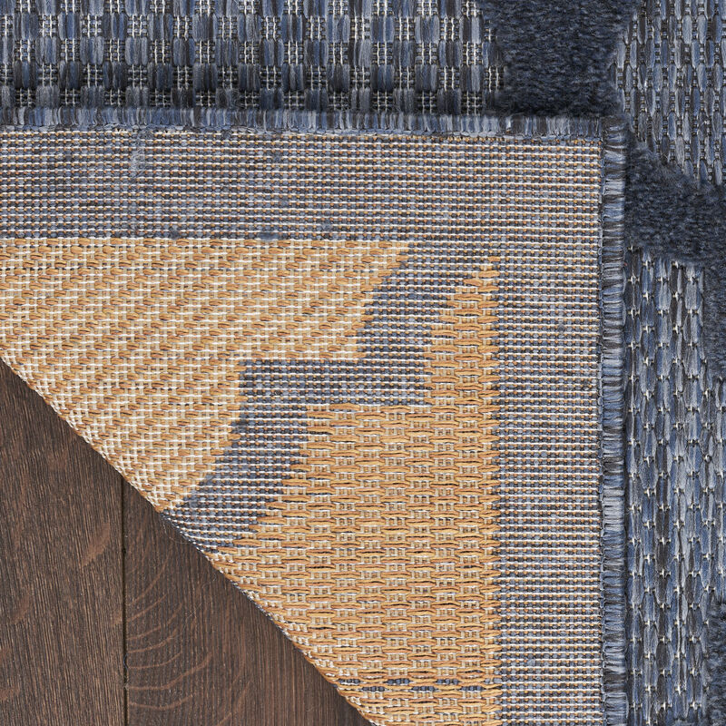 HomeRoots 6' Navy Blue And Ivory Geometric Indoor Outdoor Area Rug image number 4