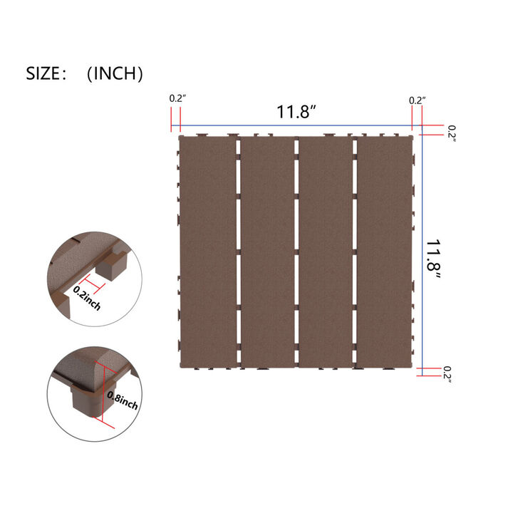 Streamdale 44-Pack Interlocking Deck Tiles for Patio, Balcony, Backyard