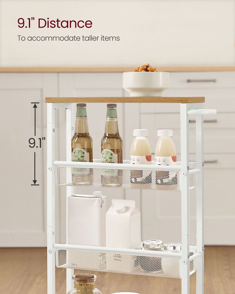 Slim 4-Shelf Rolling Cart &ndash; Compact Organizer with Wheels for Bathroom, Closet, or Kitchen Use