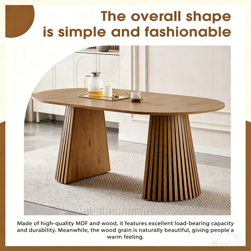 Oval Wooden Extendable Dining Table image number 8