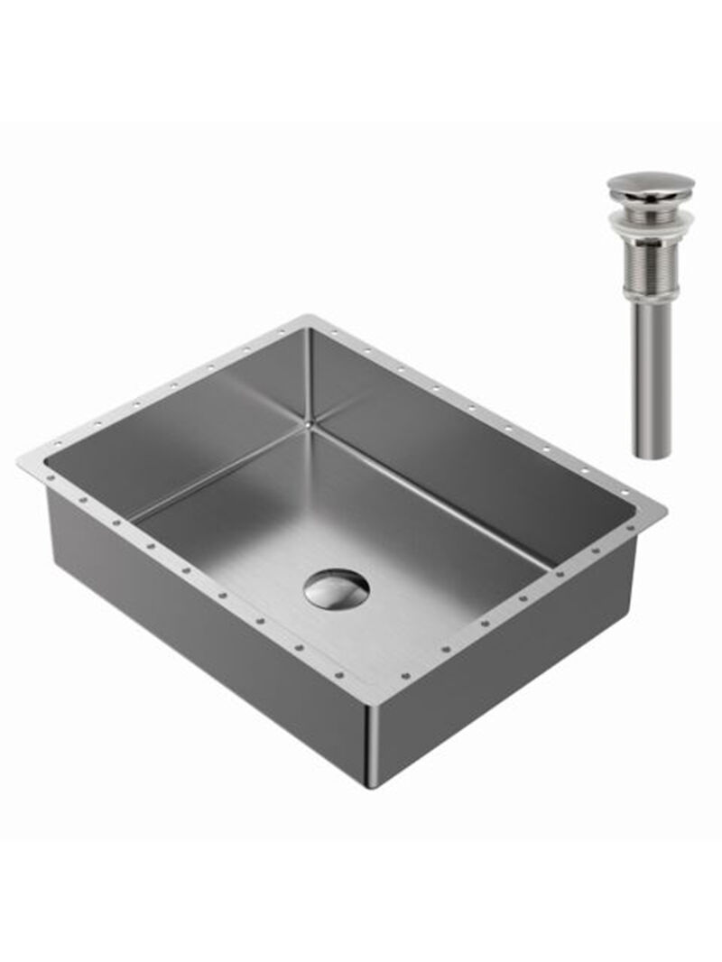Rectangular Bathroom Basin Stainless Steel Vessel Sink Bowl with Pop Up Drain