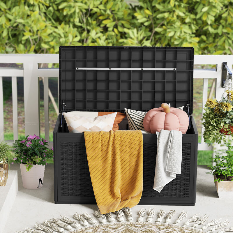 Weatherproof 100 Gal. Resin Deck Box &ndash; Outdoor Storage Box with Lid & Lock Option image number 1