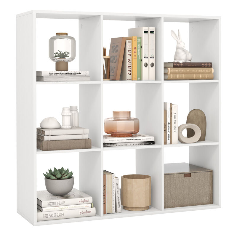 9 Cube Bookshelf with Back Guardrail for Living Room Bedroom