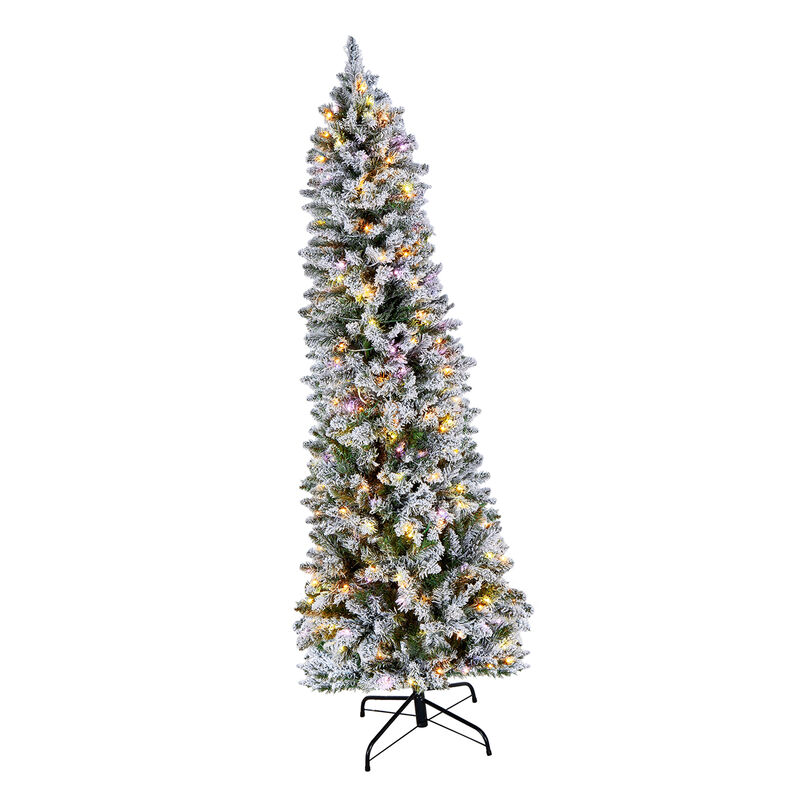 VEVOR Christmas Tree 6ft Prelit Snow Flocked Tree with 240 Colorful LED Lights image number 0