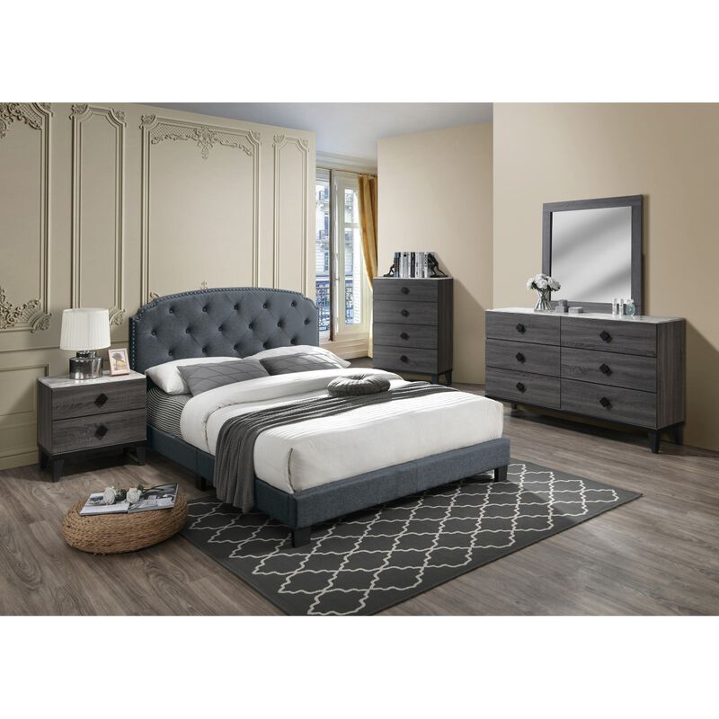 Bedroom Furniture Contemporary Look Grey Color Nightstand Drawers Bedside Table plywood