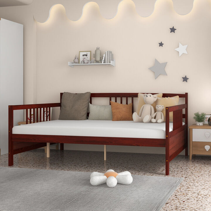 Wooden Daybed Frame with Guardrails and Under-Bed Storage