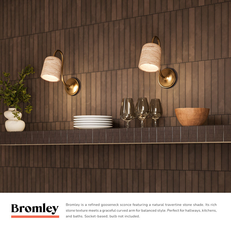 Bromley 5-in Damp-Rated Wall/Vanity Light with Natural Travertine Shade image number 7