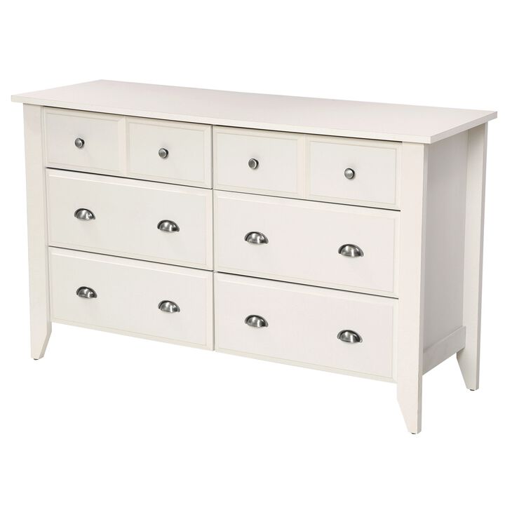 Hivvago White 6 Drawer Dresser Traditional Design