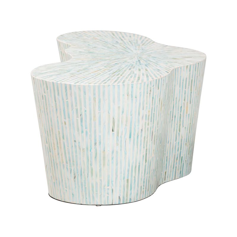 bali & pari Fiorella Capiz Shell Coffee Table - Mother of Pearl Irregular Shape Accent Table with Textured Inlay Surface for Living Room or Lounge Space image number 2
