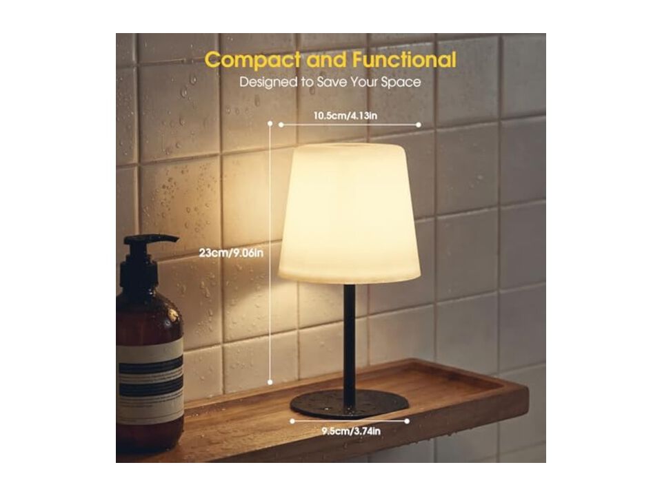 Cordless Rechargeable LED Shower Lamp 2 Pack Dimmable Waterproof Outdoor