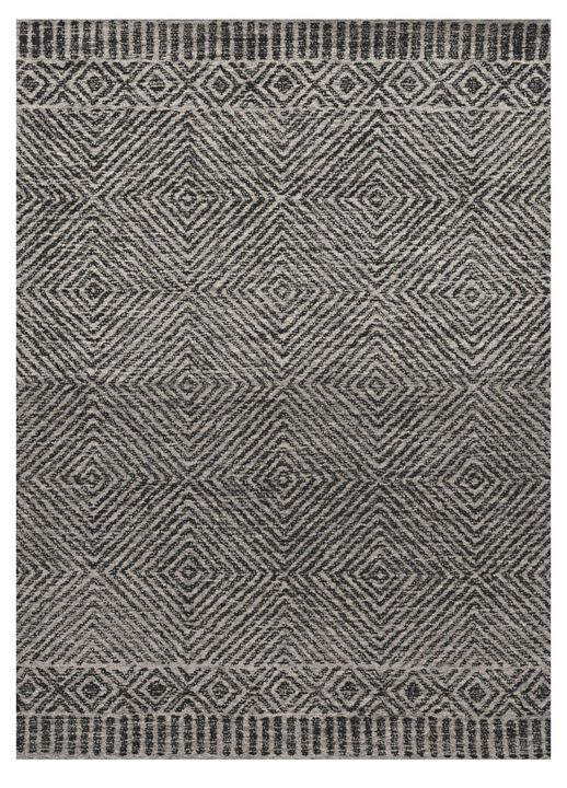 HomeRoots 8' X 11' Gray And Black Wool Geometric Hand Tufted Area Rug