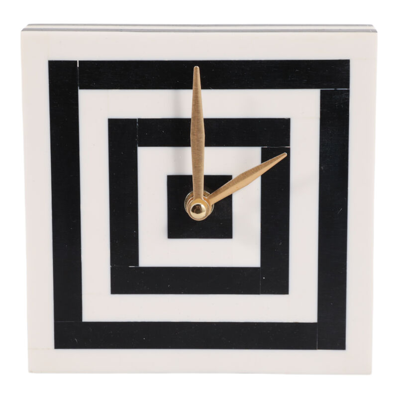 5" Square Resin Clock, White/black image number 0