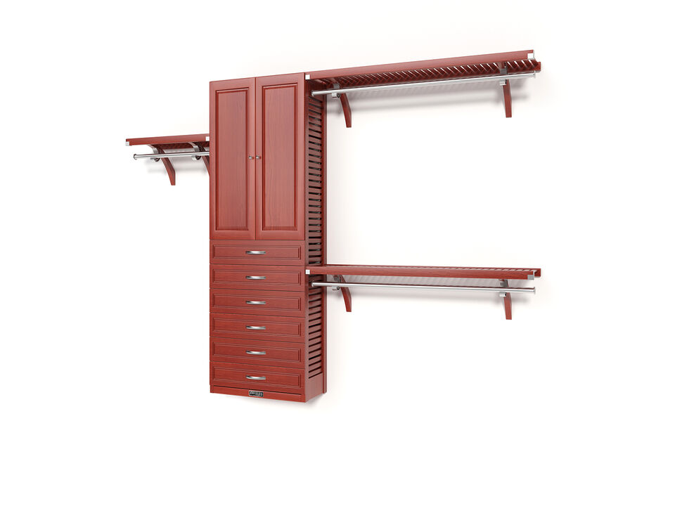 Solid Wood Reach-In Closet Organizer with 6 Drawers and Solid Wood Doors