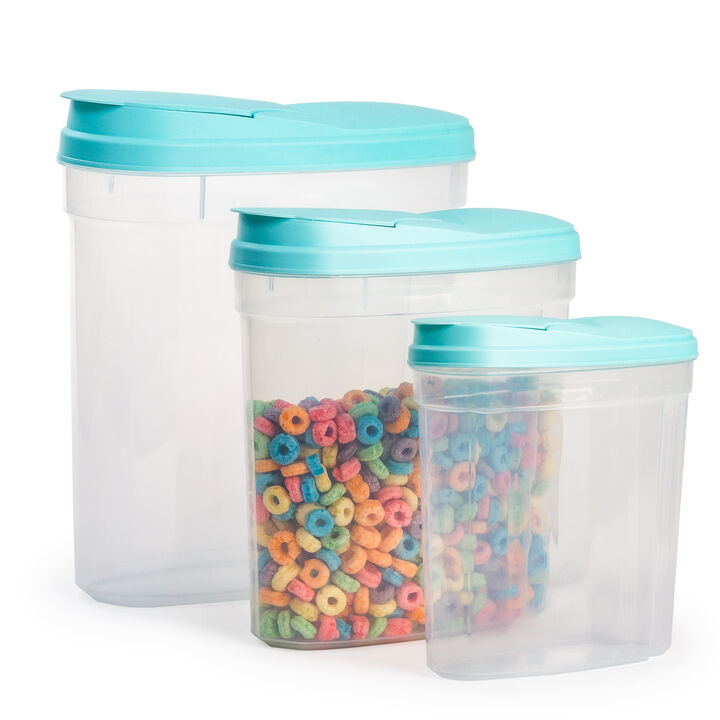 Plastic 3 Piece Cereal Dispenser Set - Dry Food Storage Containers