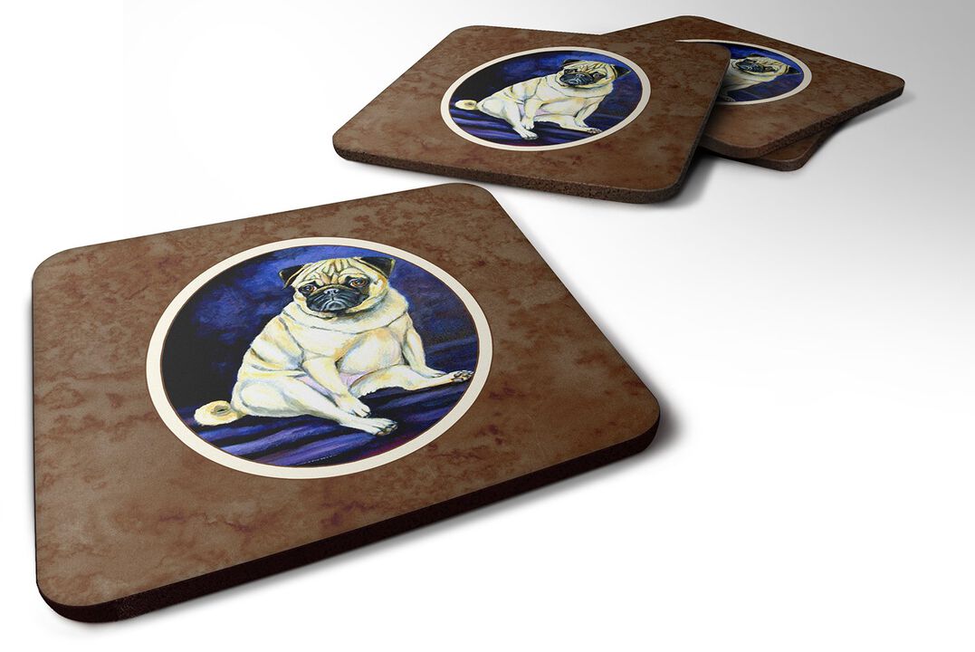 Caroline's Treasures 7026FC Fawn Pug Penny For Your Thoughts Foam Coasters (Set of 4), 3.5, Multicolor