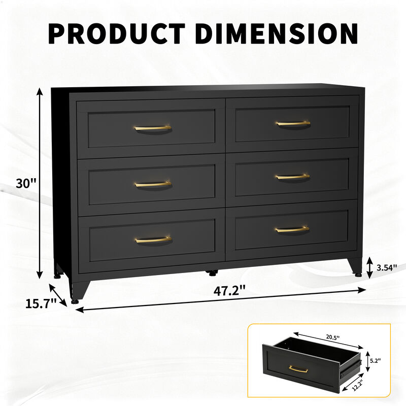 Kankes 6 Drawer Metal Dresse image number 2