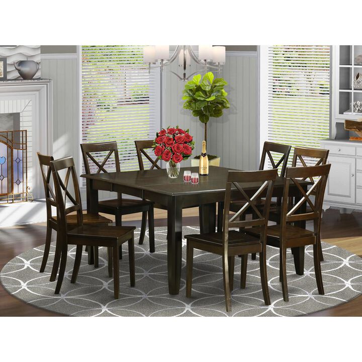 East West Furniture 9  Pc  Dining  room  set  Kitchen  Table  with  Leaf  and  8  Dinette  Chairs.