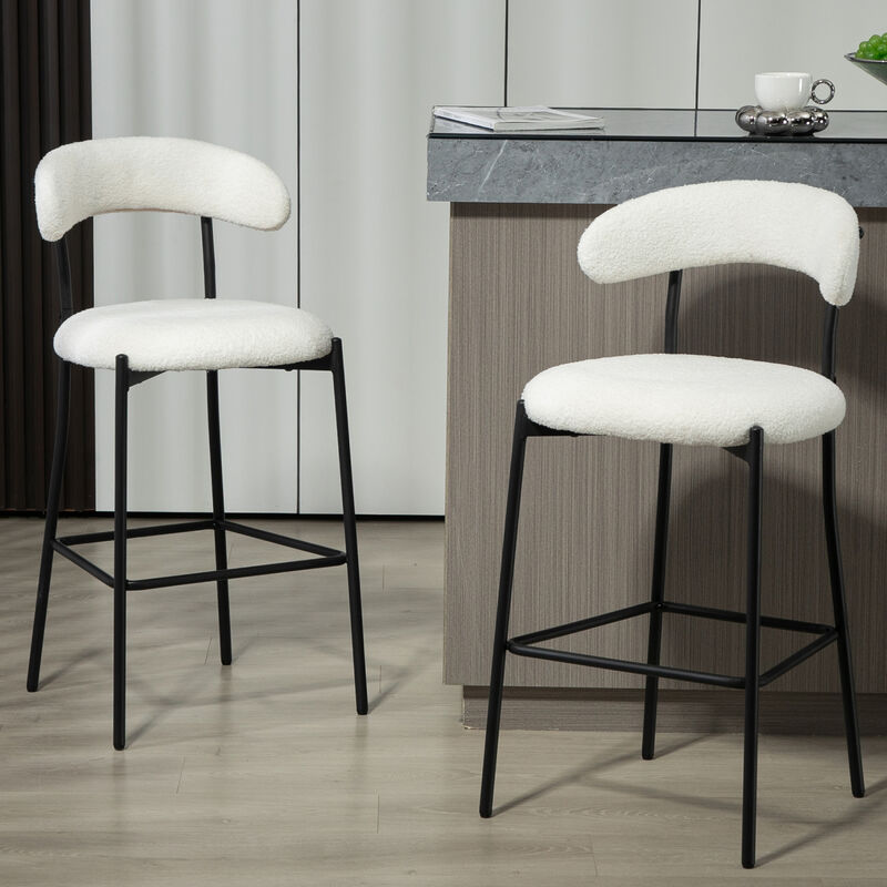 Streamdale 26" Counter Bar Stools with Fabric and Black Base