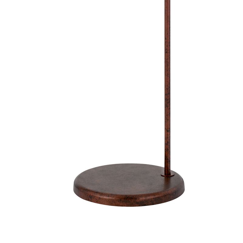 Cyan 65 Inch Modern Adjustable Arc Floor Lamp, Amber Mica Shade, Rust Metal - Benzara