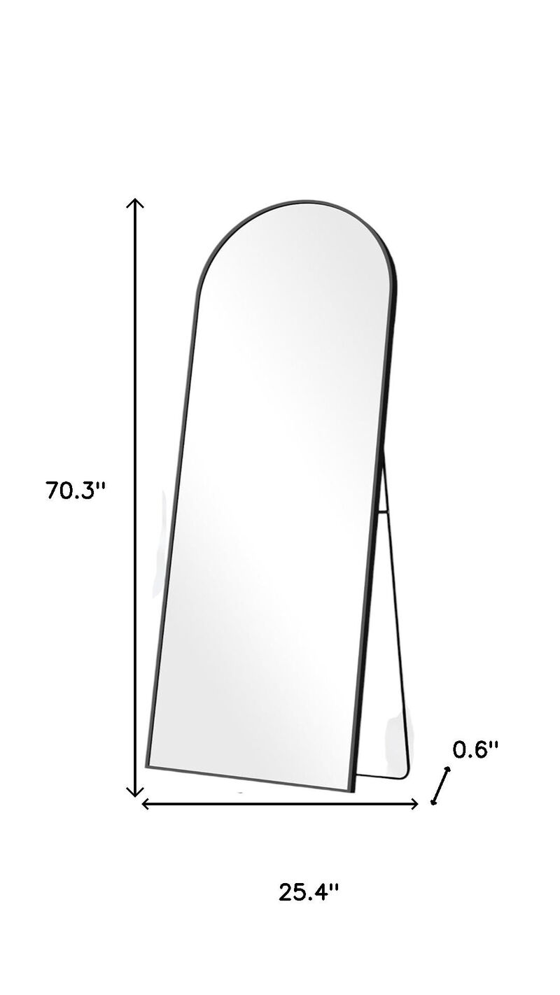HomeRoots 70" Black Metal Arch Wall Mounted Leaning Or Freestanding Framed Full Length Mirror image number 4