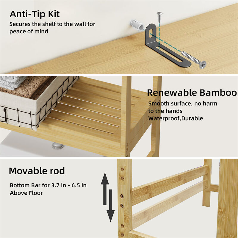 Over-The-Toilet Storage Rack 3-Tier Bathroom Organizer Shelf Cabinet Over Toilet image number 8